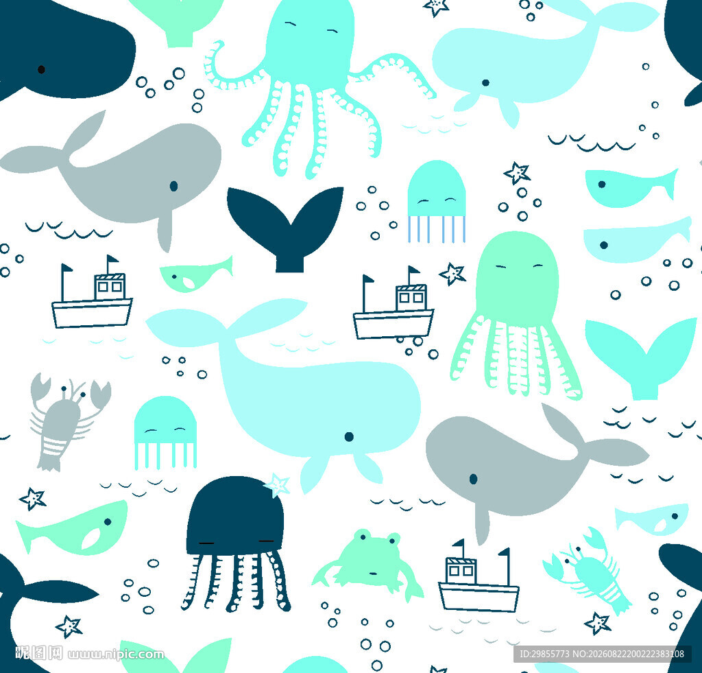 海洋生物图案背景设计