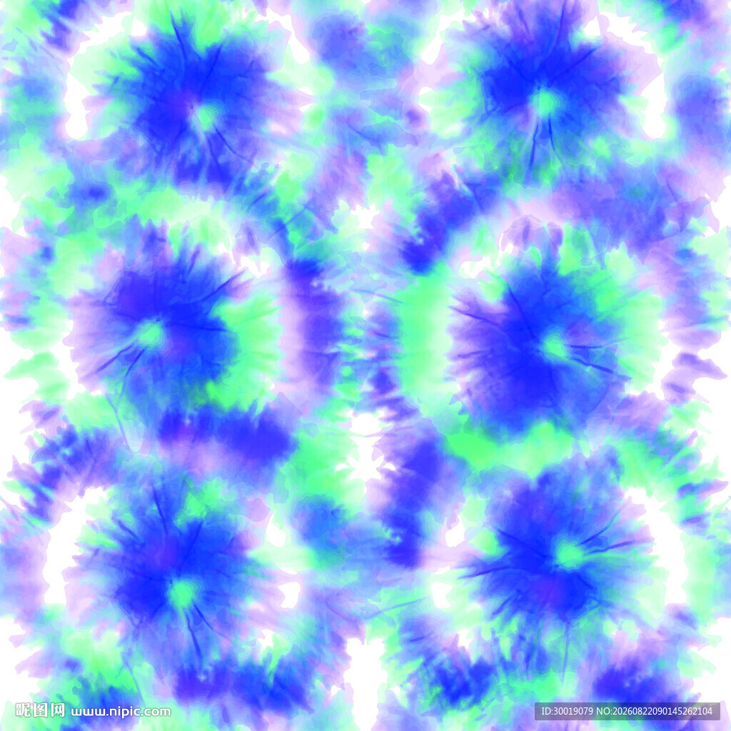 蓝绿渐变梦幻花纹图案