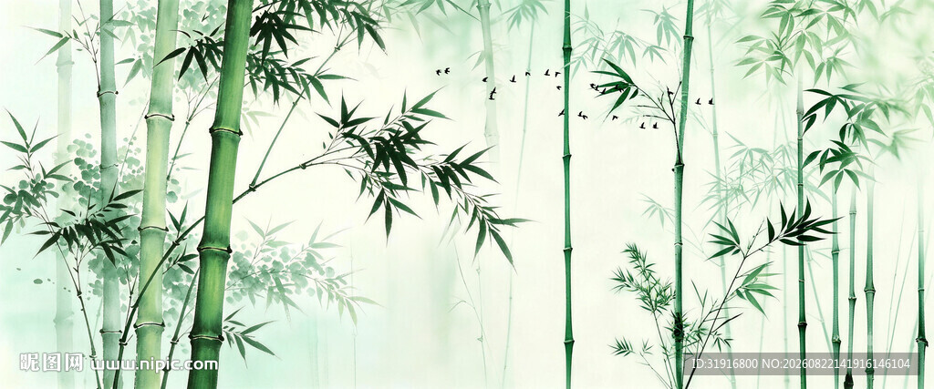 水墨竹叶灯箱水墨竹子