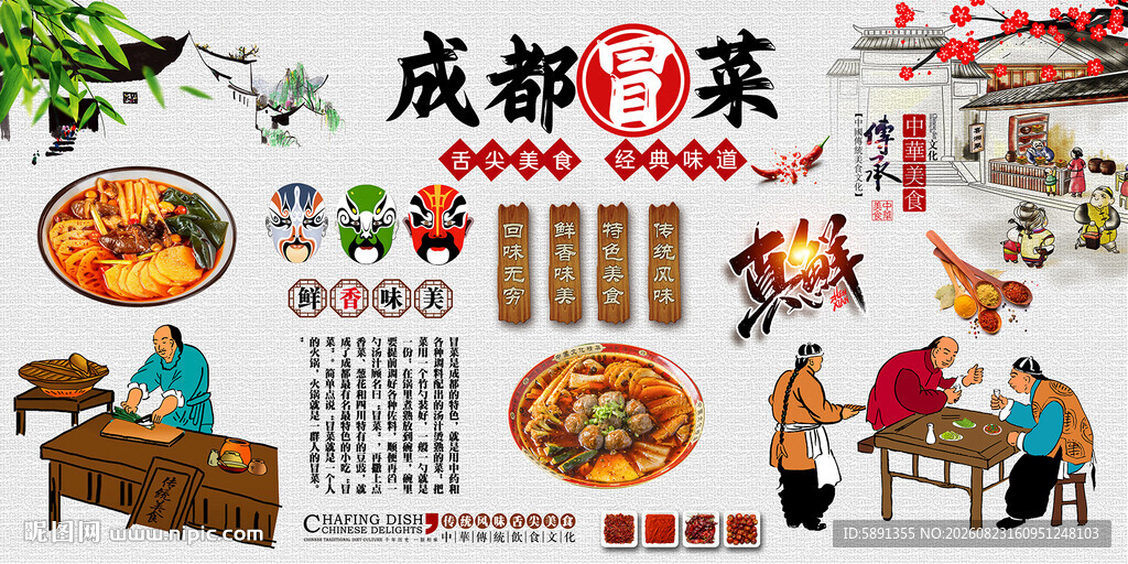 成都冒菜背景墙