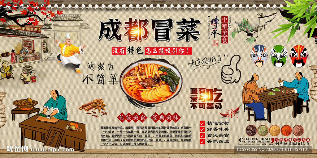 成都冒菜背景墙