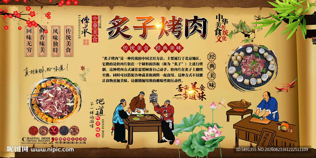 炙子烤肉背景墙