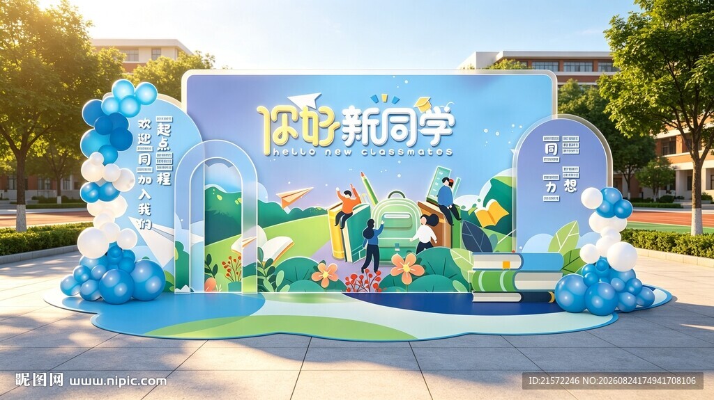 开学季美陈欢迎新同学布置