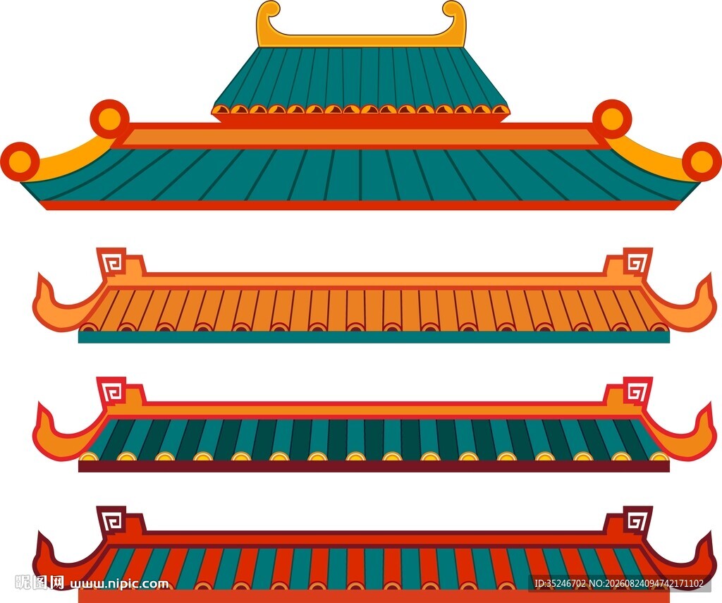 矢量卡通屋檐 