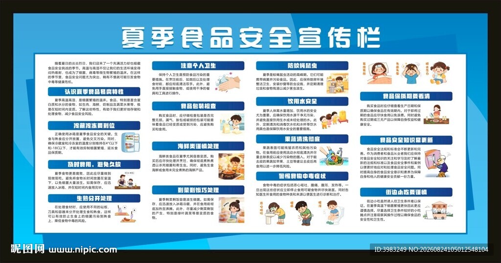 夏季食品安全重点提示宣传栏