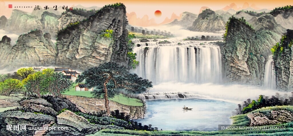 山水间的壮丽瀑布景观