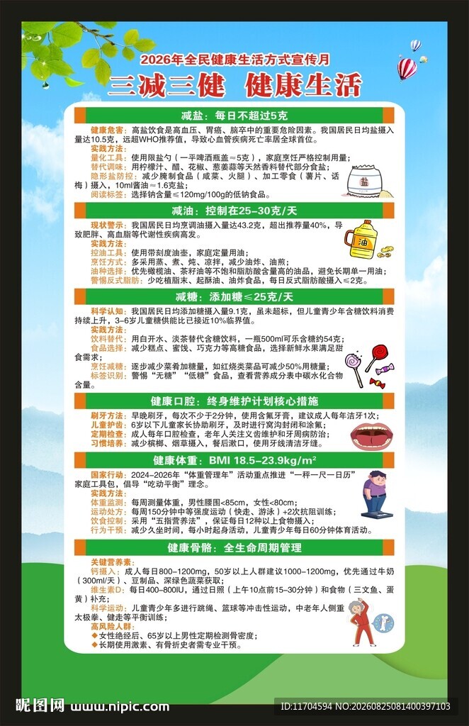 全民健康生活方式宣传月海报