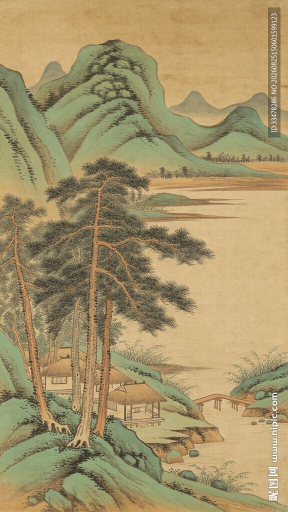 竖幅山水画