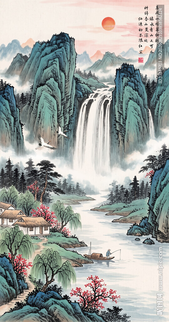 竖幅山水画