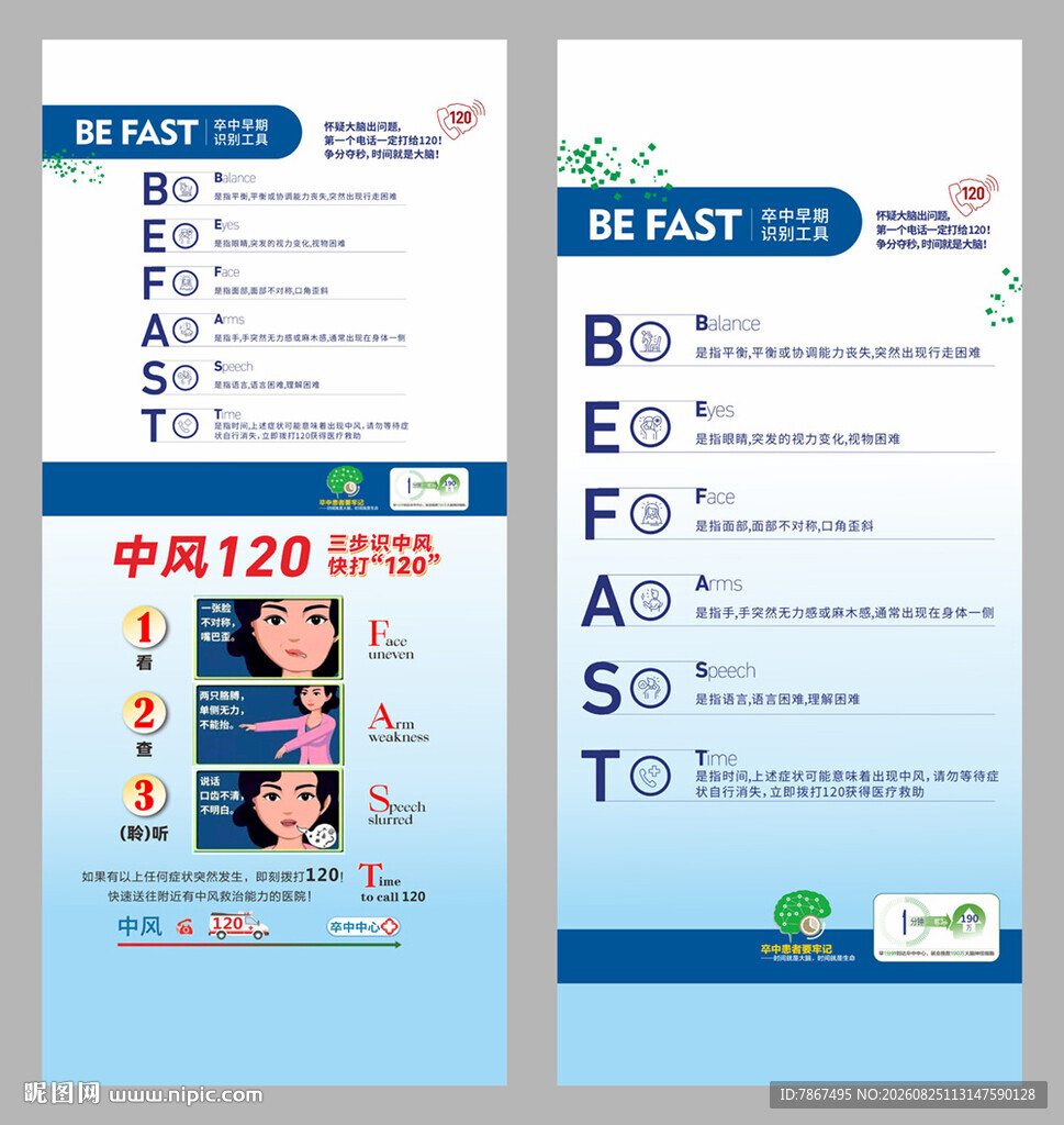 中风FAST温馨提示展架
