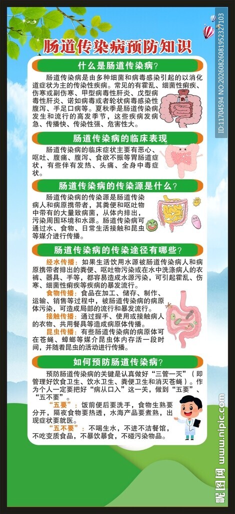 预防肠道传染病知识展架