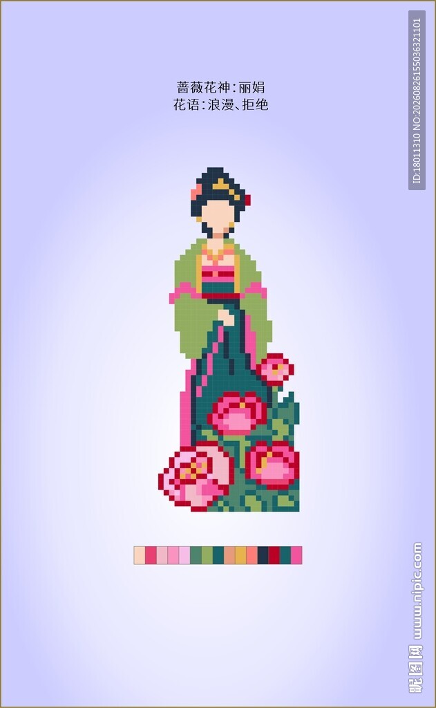 古典美人插画 繁花相伴