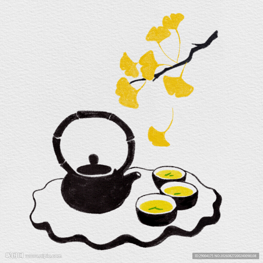 银杏下的雅致茶具