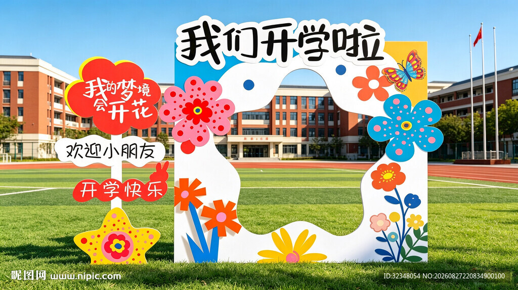 幼儿园开学拍照框