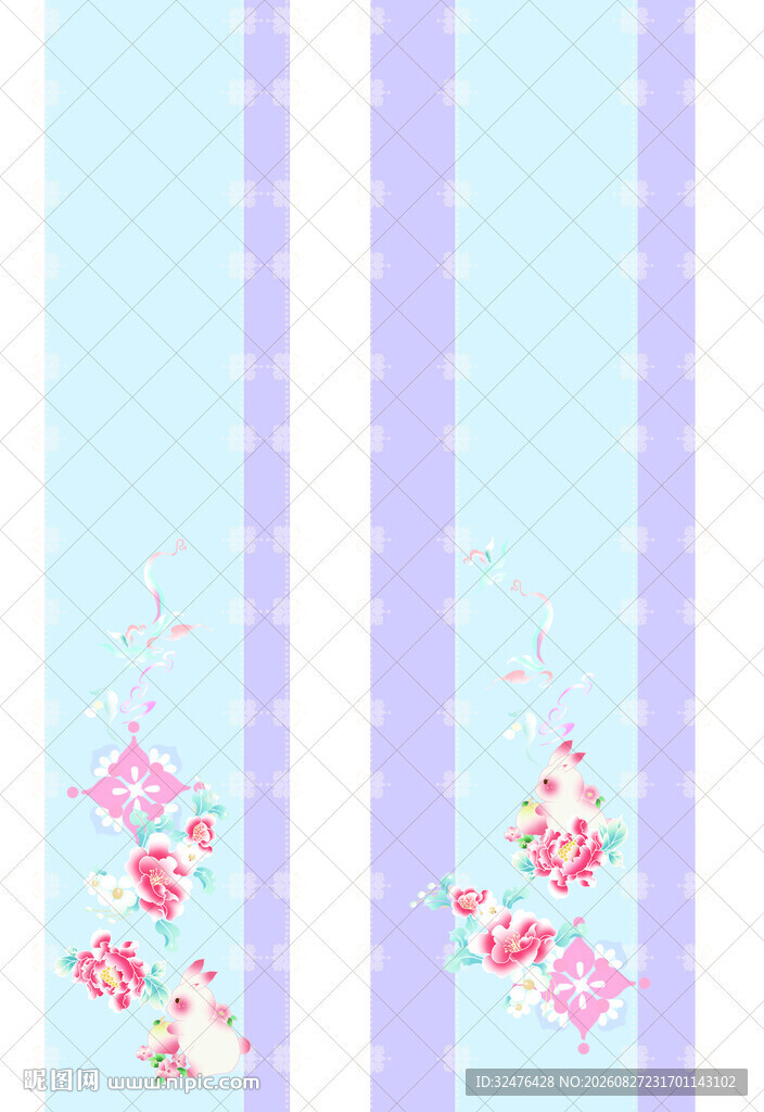 蓝紫条纹花卉汉服