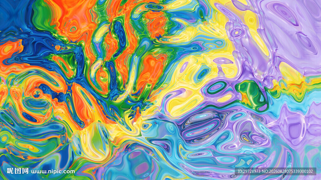 绚丽抽象色彩流体艺术画