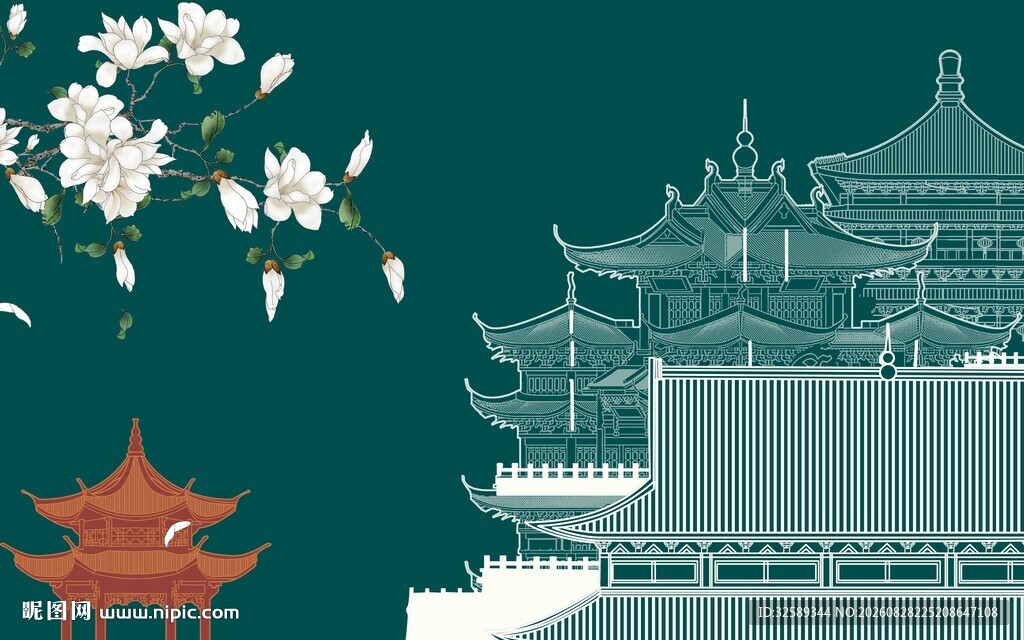 中式古建筑风景图