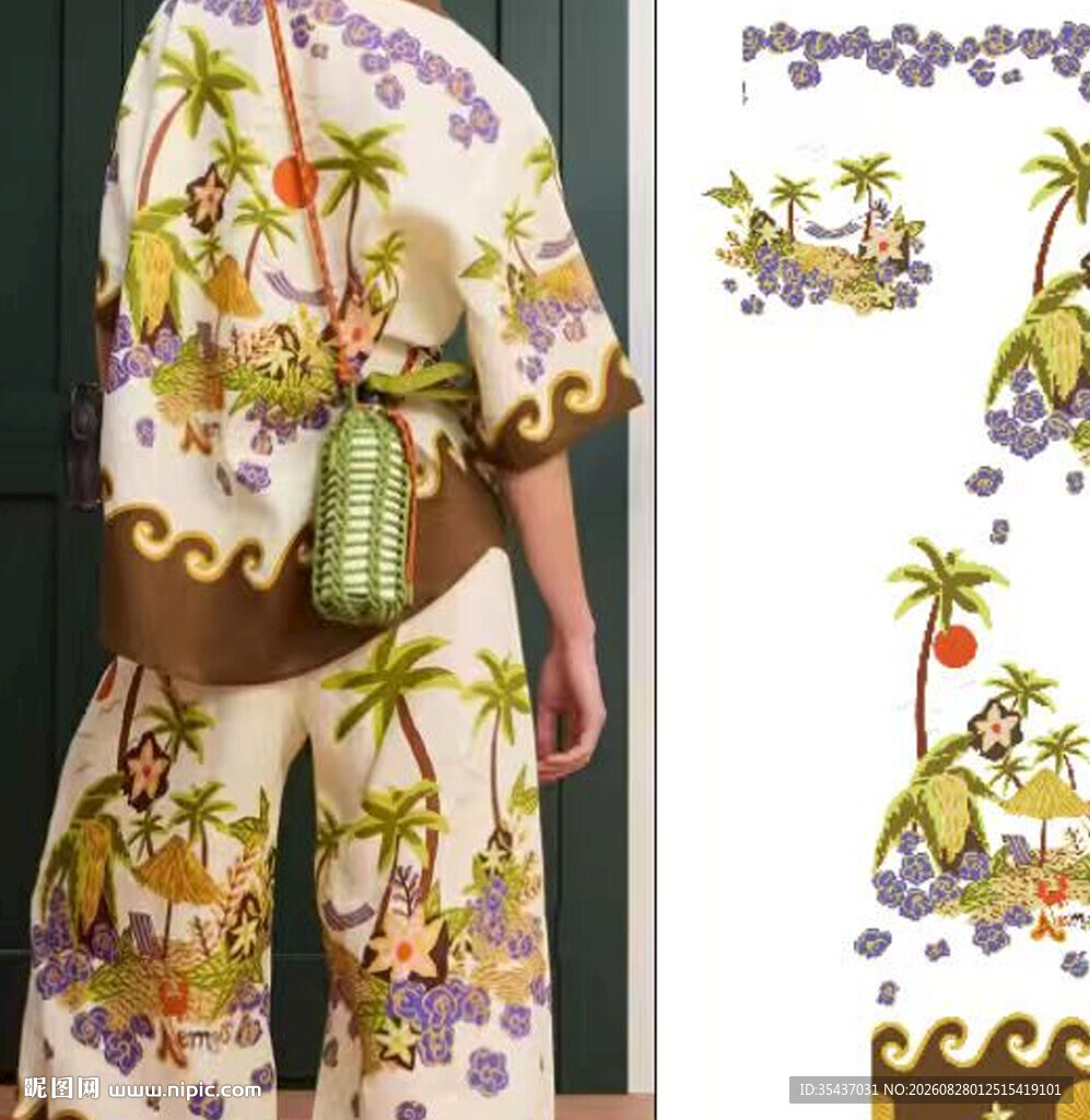 矢量热带风情印花服饰设计图