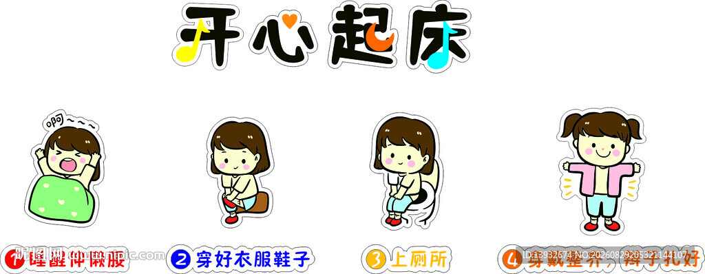 幼儿园起床顺序文化墙 