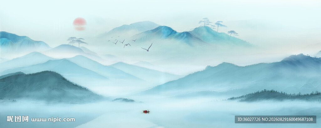 新中式水墨山水画