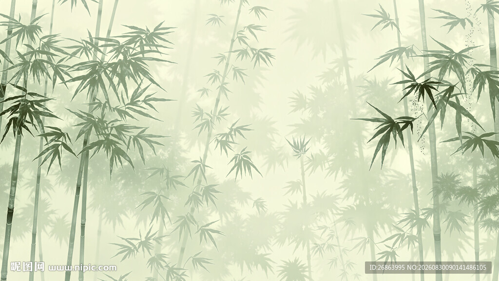 水墨风竹林清幽景致