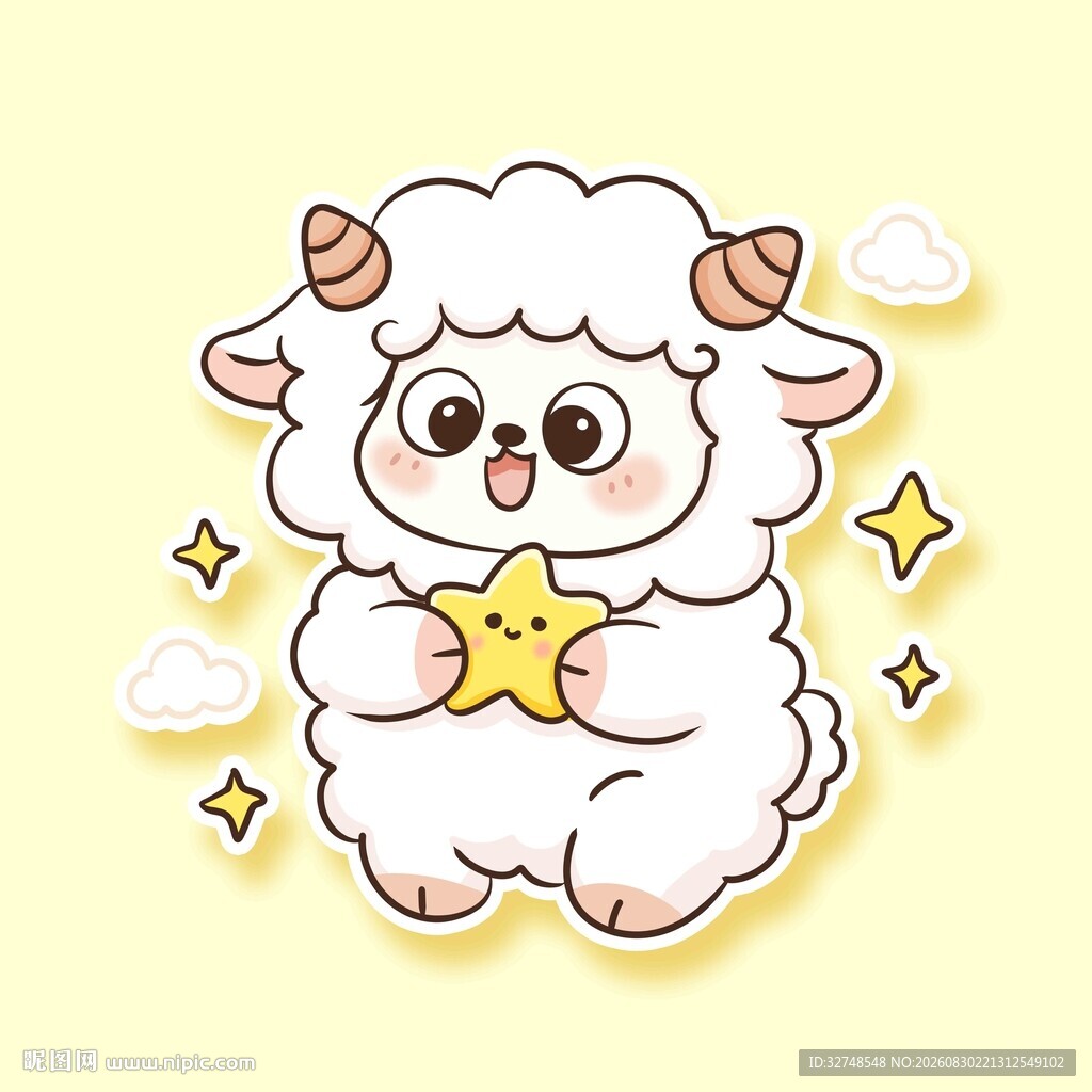 可爱小羊抱星星