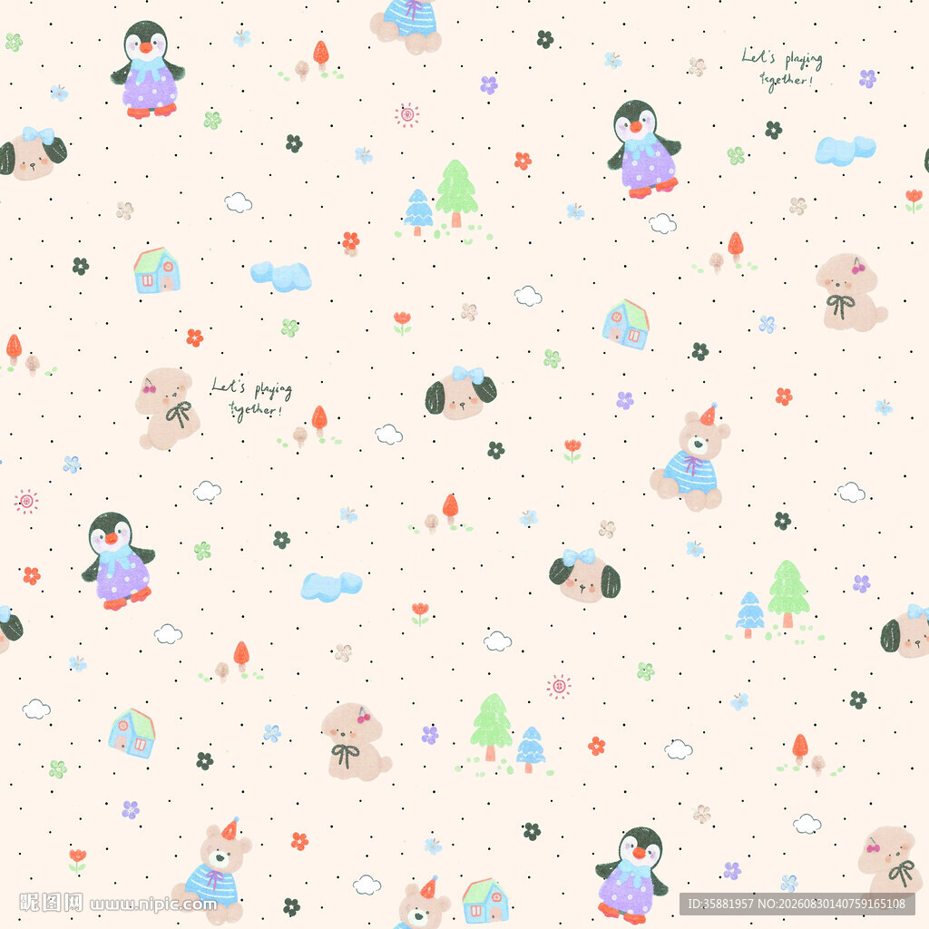 可爱卡通动物图案背景