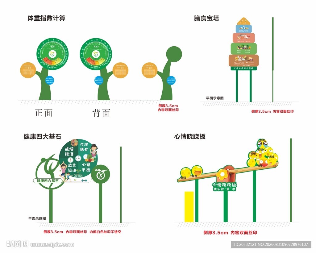 体重指数计算 膳食宝塔 标识牌
