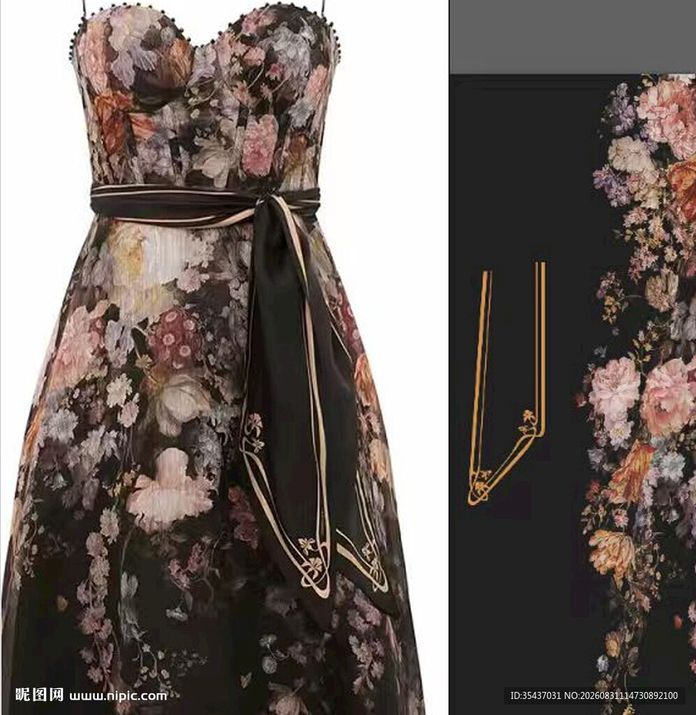 花卉抹胸印花