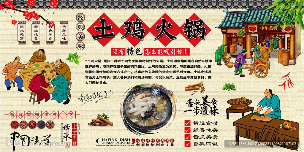 土鸡火锅背景墙
