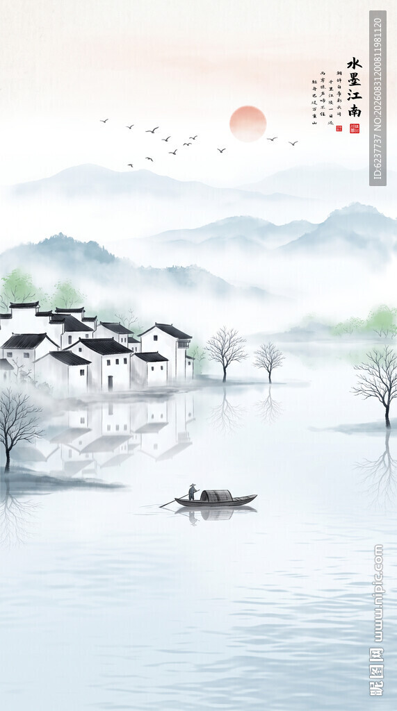 竖幅山水画