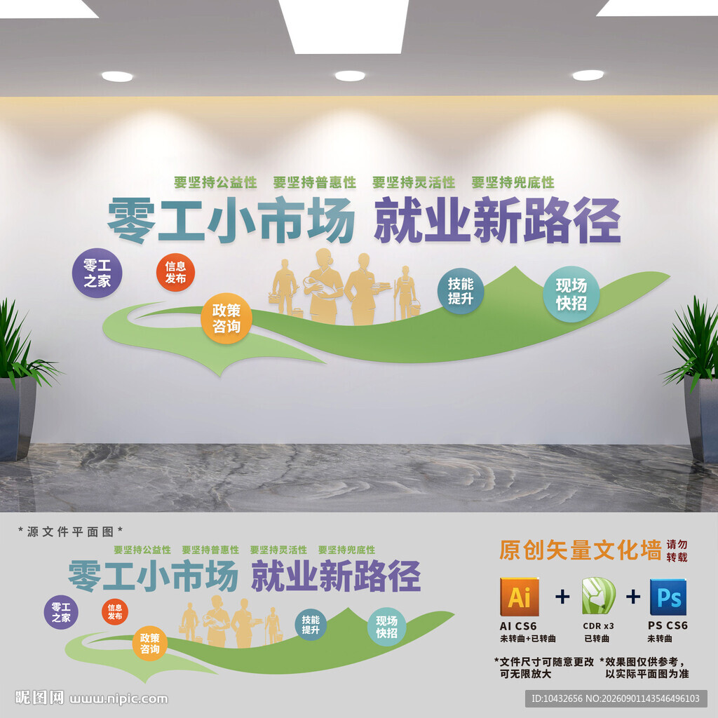 零工人才市场文化墙