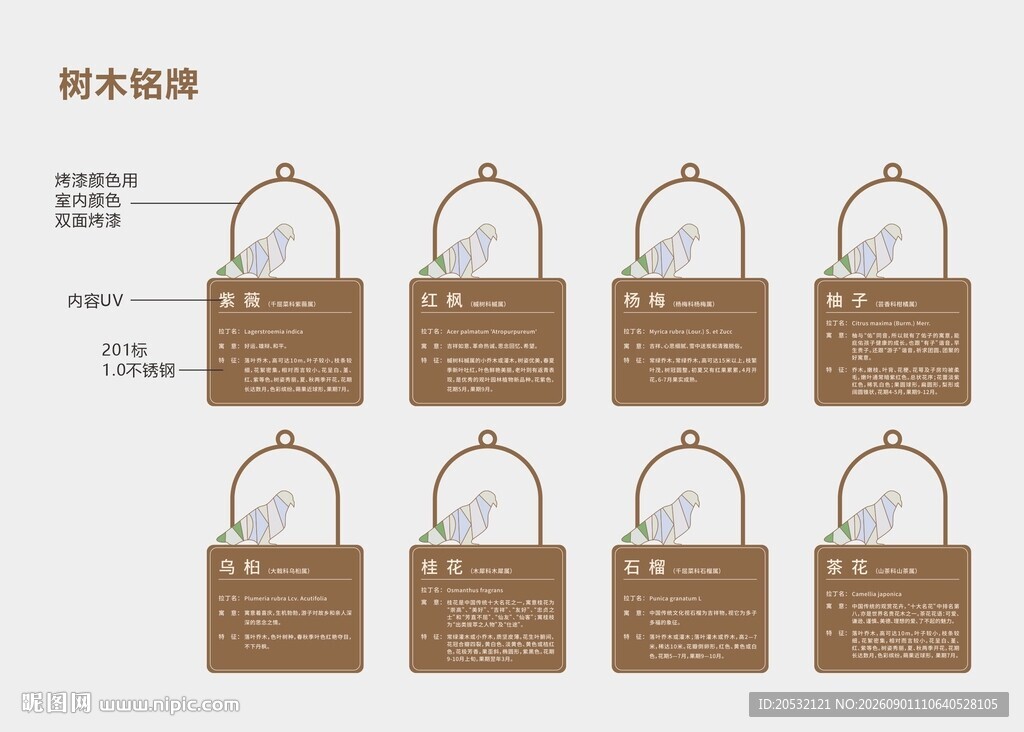树木铭牌 保护牌 指示牌 标识