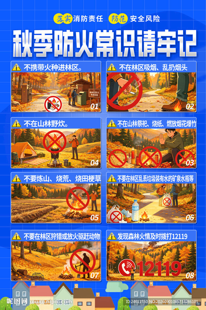 秋季森林防火知识海报