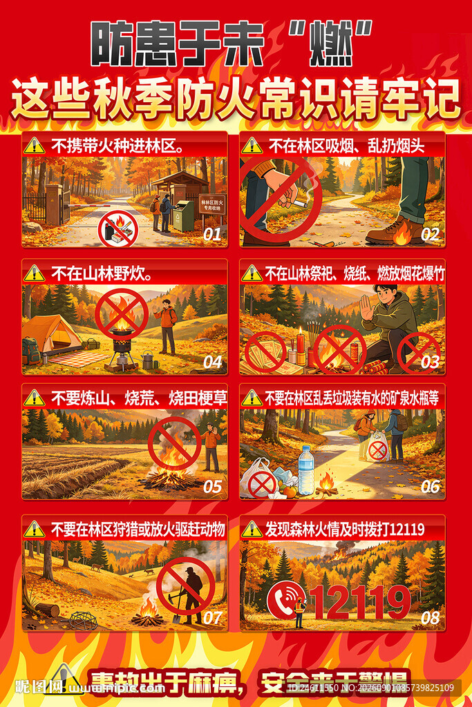 秋季森林防火知识宣传海报