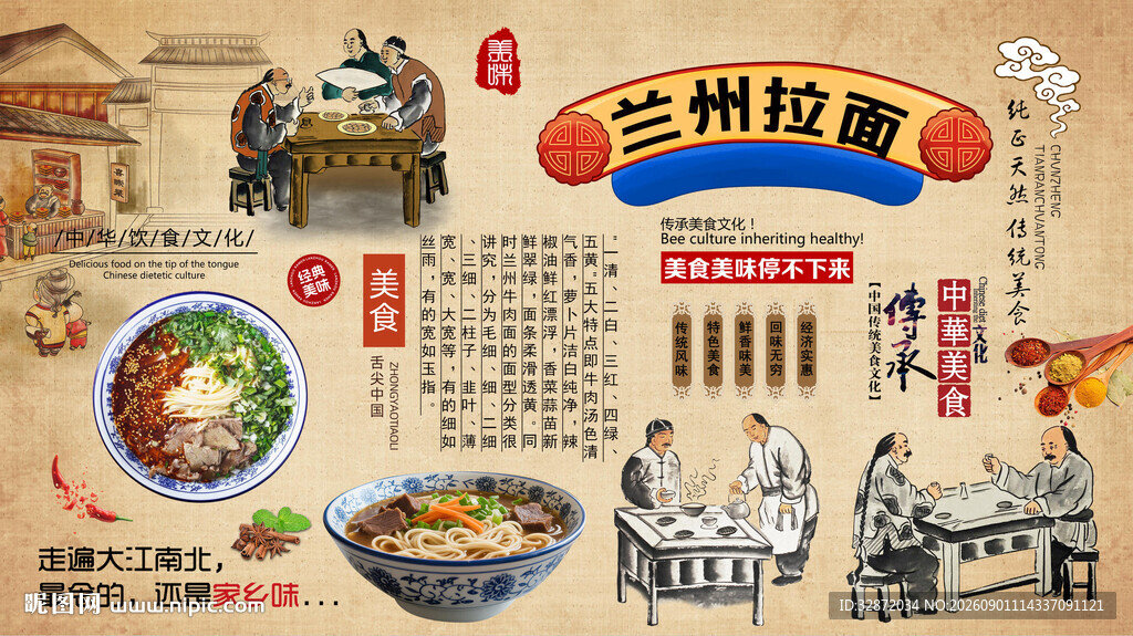 兰州拉面背景墙
