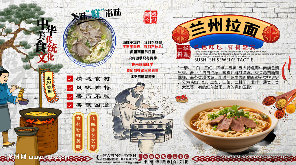 兰州拉面背景墙