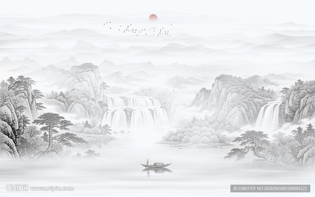 新中式水墨山水画