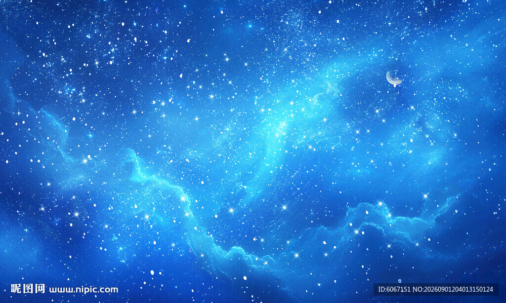 梦幻蓝色星空背景墙壁画
