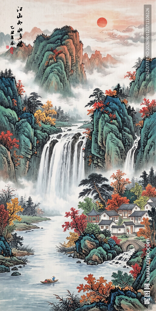 竖幅山水画