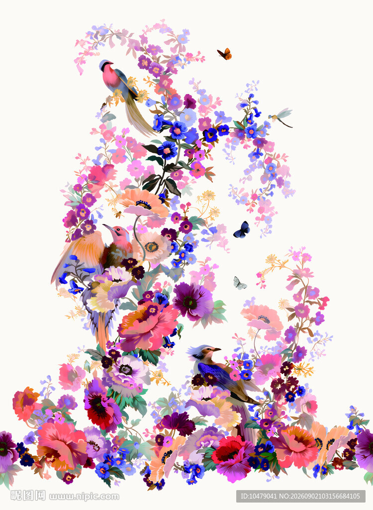 缤纷花卉艺术图案