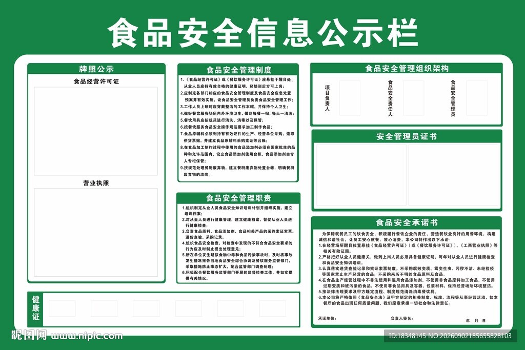 食品安全信息公示栏