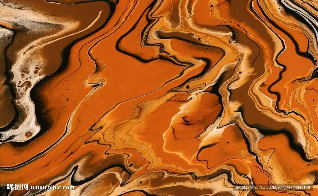 橙色流动纹理抽象图案