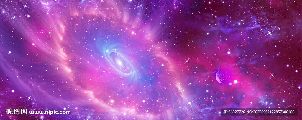 紫色宇宙星空星云背景图