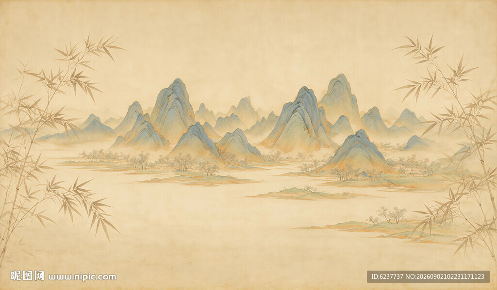 千里江山图背景墙