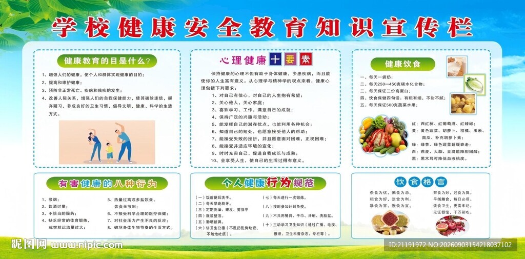 学校健康安全教育知识宣传栏