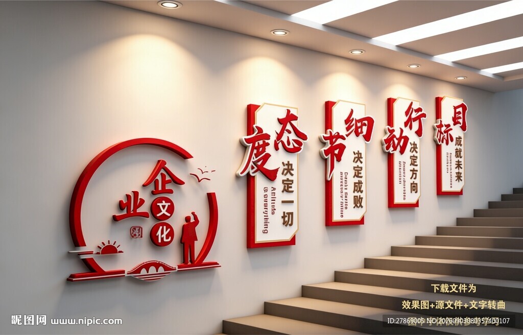 企业楼梯文化墙
