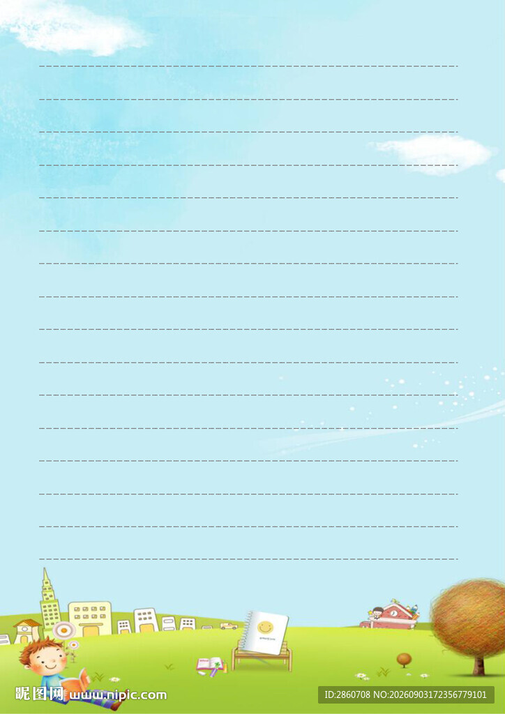 蓝天草地儿童风景背景图