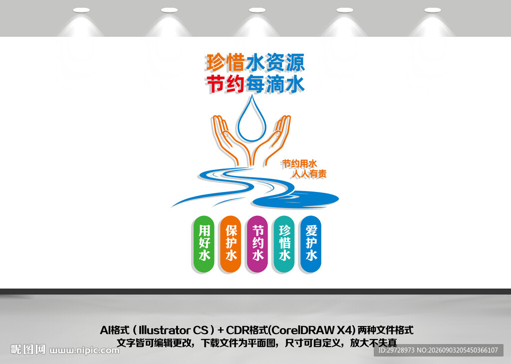 节约用水竖版文化墙