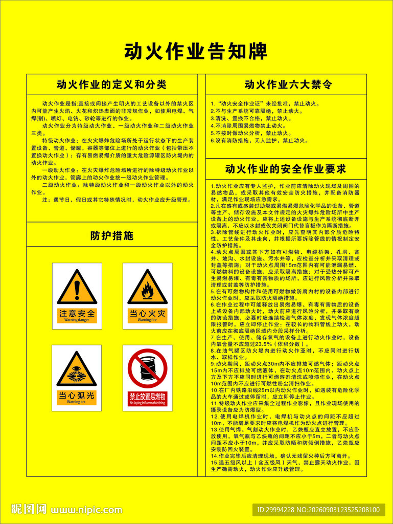 动火作业安全告知牌新版标识